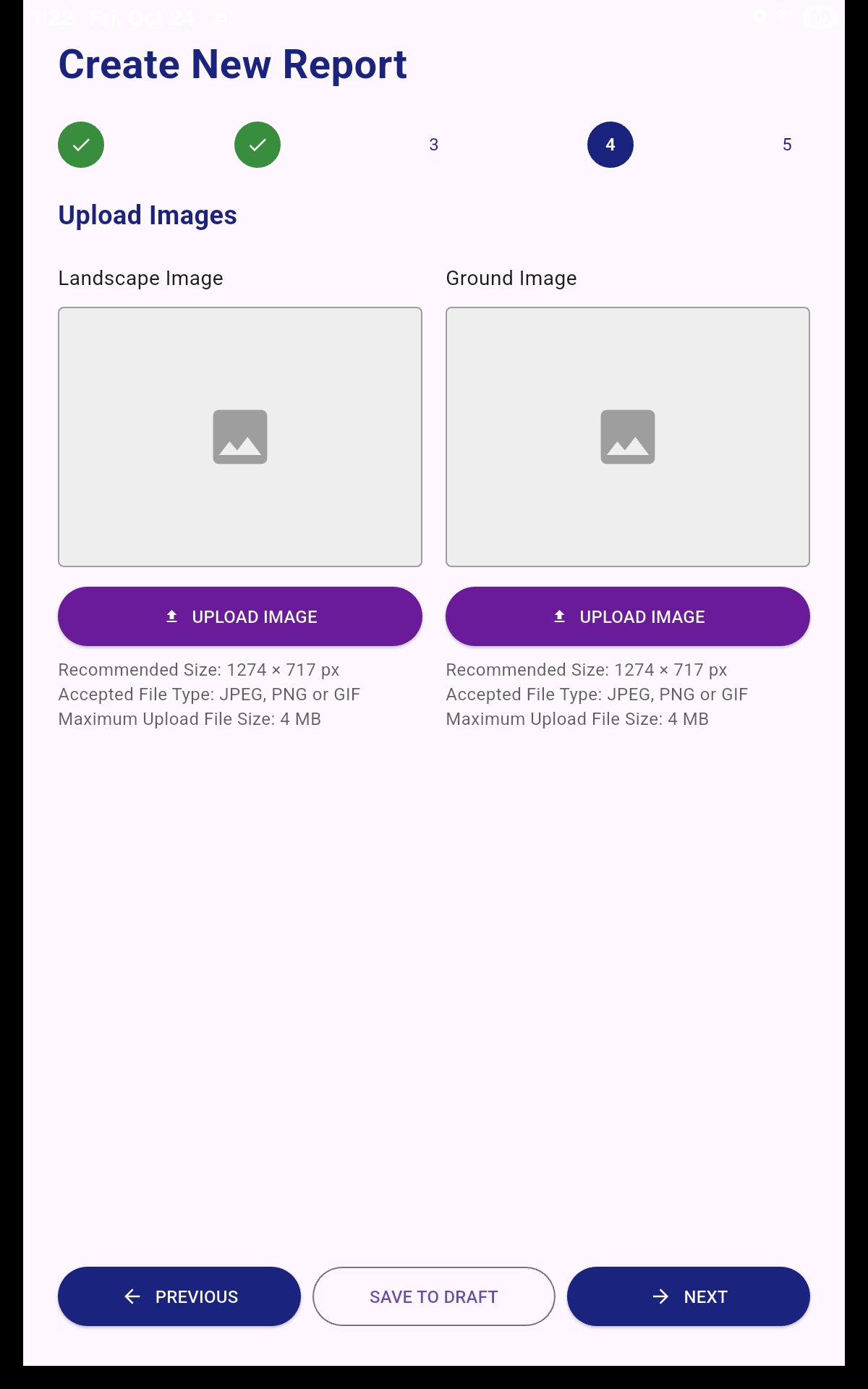 Mobile app screen showing photo upload and cropping interface